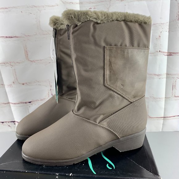 Trotters Chatham Zipper Front Rain Boots Dark Taupe 7 W Vintage - Picture 2 of 12